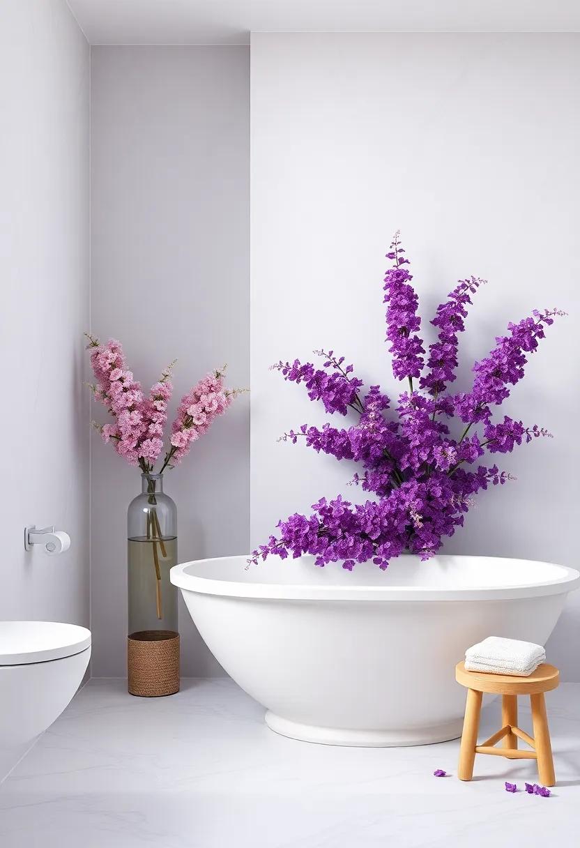 Floral Arrangements:⁤ Adding Elegance with Purple Flowers in Your Bathroom