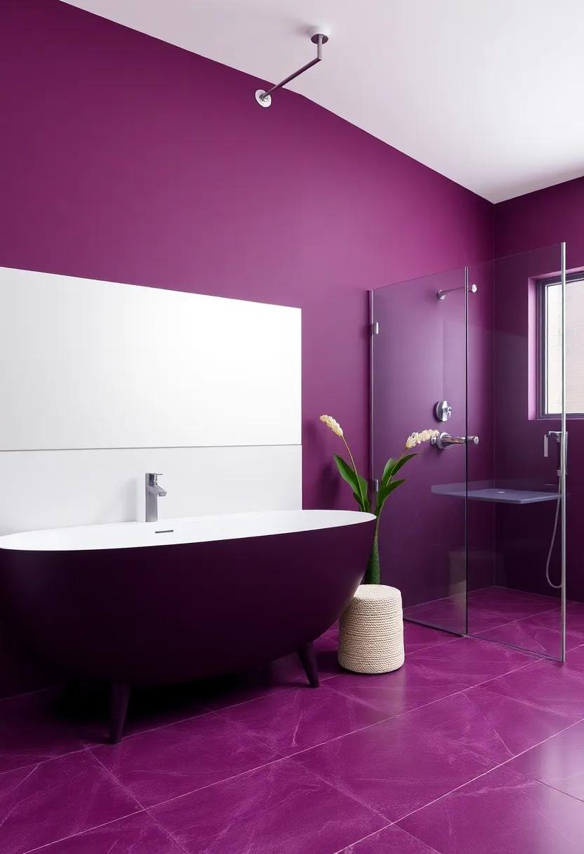 The Impact of Accent Walls in Rich Plum Tones for Your Bathroom ​Retreat