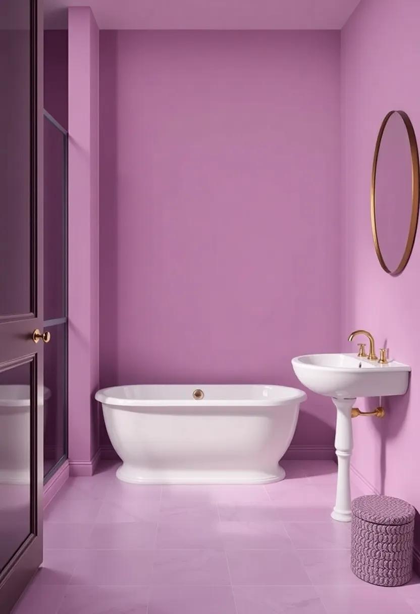 Vintage Charm: Antique Fittings in Warm purple Tones for‌ Classy ⁤Bathrooms
