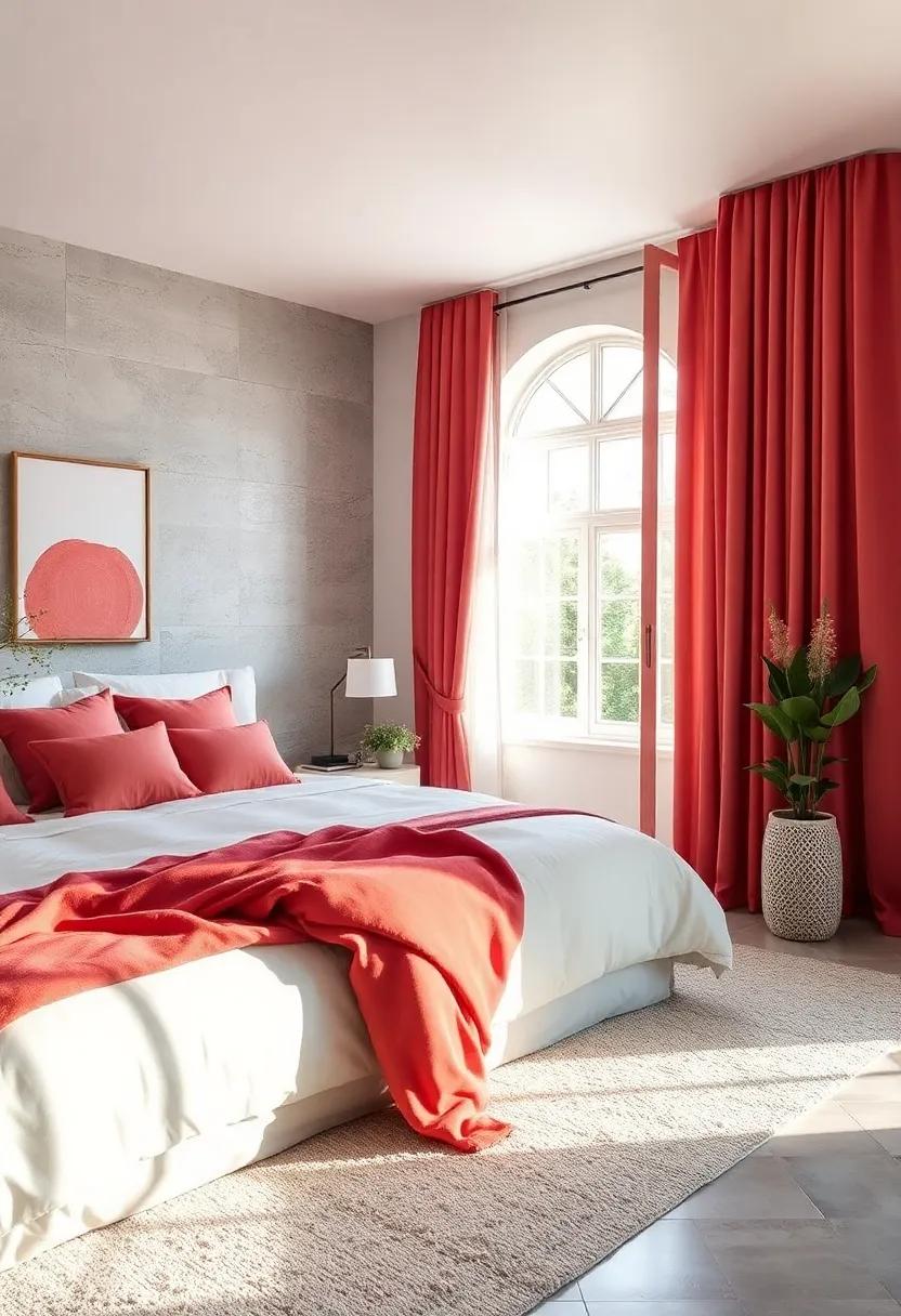 Coral and Silver:‍ Energize your bedroom with vibrant ​coral⁤ hues, complemented by silver accents‍ that exude‍ modern elegance