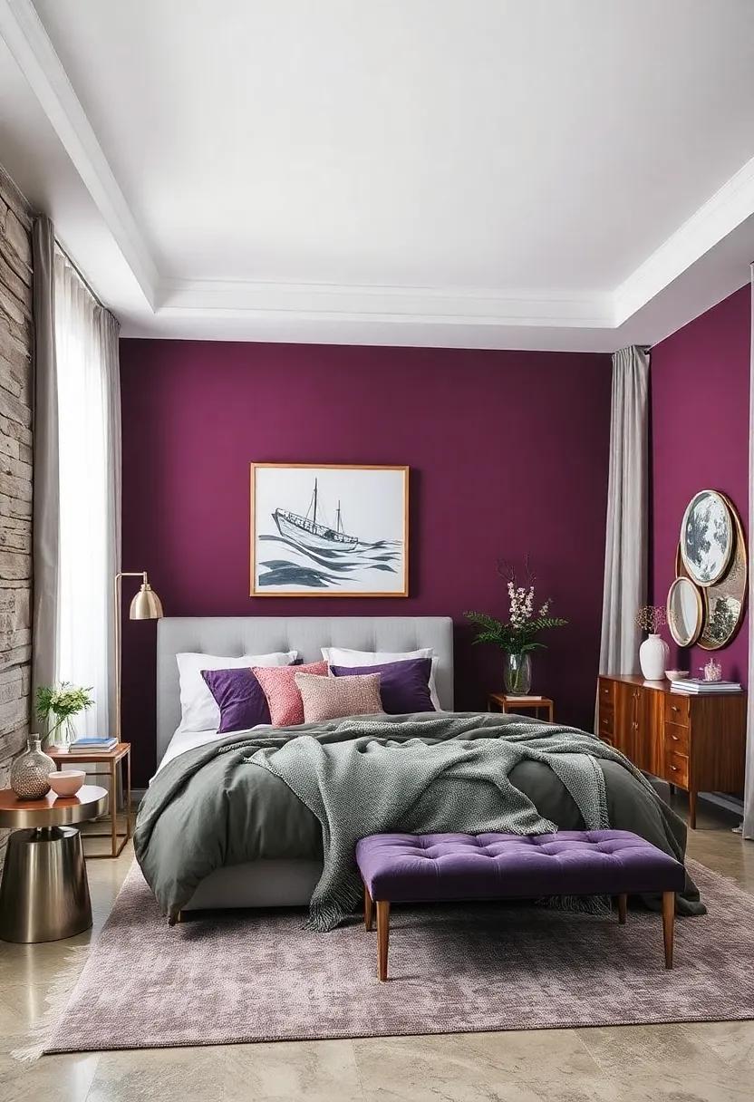 Deep Plum and Silver: Make a statement with rich plum ‌walls, where silver accessories add an⁣ air of luxurious⁤ refinement