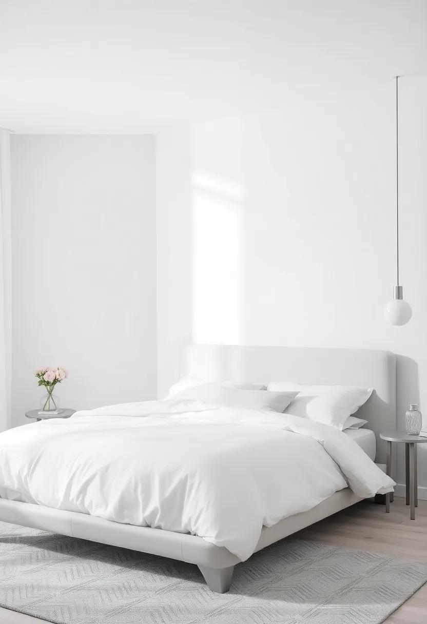 Modern Minimalism: Crisp ‌White and Subtle Silver Detailing ⁣for a Chic Look