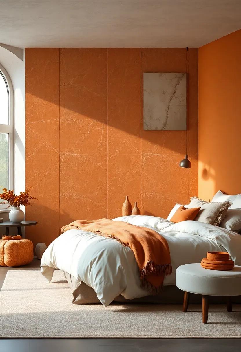 Pumpkin ⁤Spice and‍ Silver:‍ channel autumn vibes with warm pumpkin ​shades,​ where silver enriches the cozy aesthetic of your bedroom