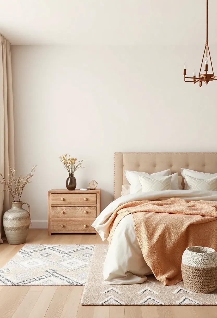 Rustic Elegance: Warm Beige‍ and ​Silver for a Cozy, Inviting Bedroom⁣ Design