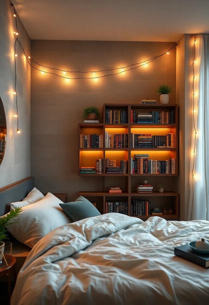 Arrange⁤ lights⁤ along bookshelf edges to‍ highlight your favorite ⁤reads and create a charming ⁤reading nook