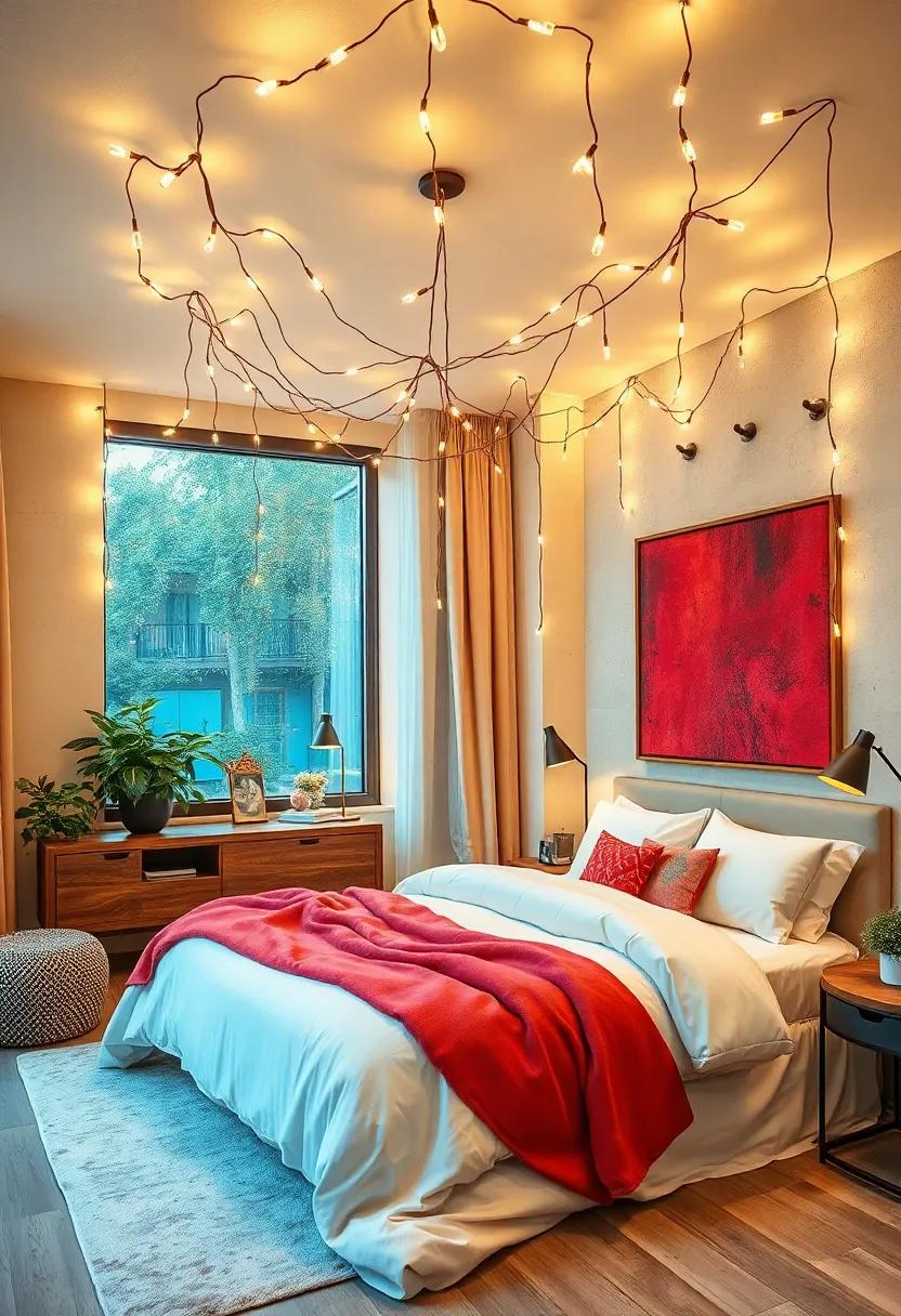 Create a whimsical canopy by hanging string lights from the⁣ ceiling, letting them cascade down for ⁣a celestial feel