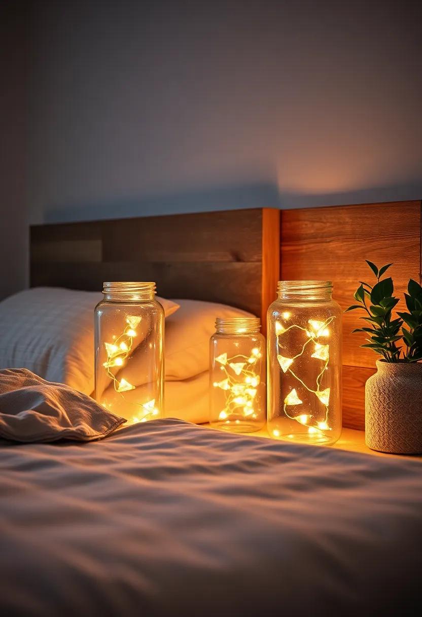 Elevate ⁣your bedside tables by placing string lights inside glass jars or lanterns for a soft,⁤ inviting​ illumination