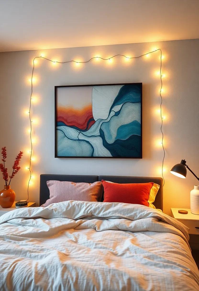Frame your artwork⁣ with⁤ string lights to draw ​focus and add a ​sparkling ambiance⁣ to⁤ your ⁢favorite pieces