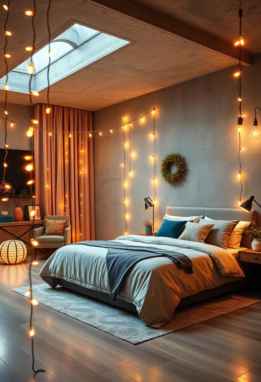 Hang string lights from floor to ceiling, creating a‌ light curtain that adds drama and depth to your room