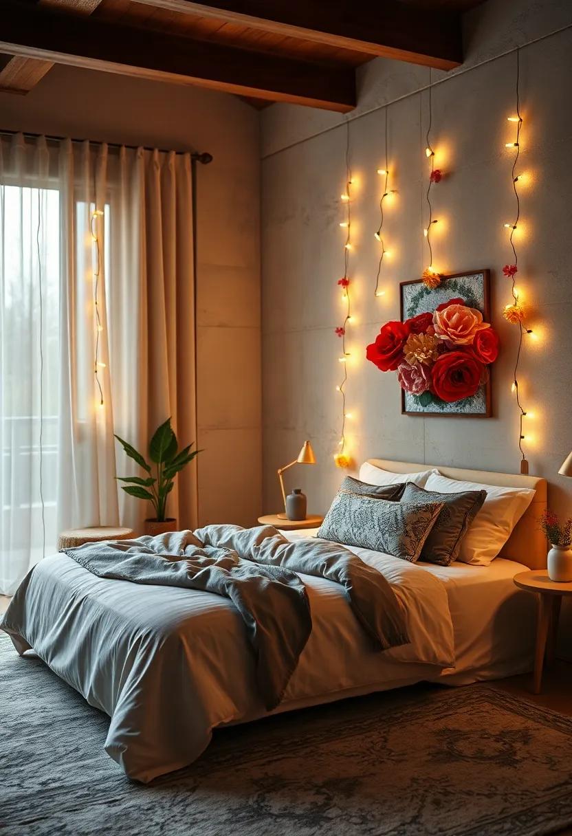 Intertwine lights with fresh or ​faux‌ flowers in a garland, creating a stunning ​floral display ‌that shines