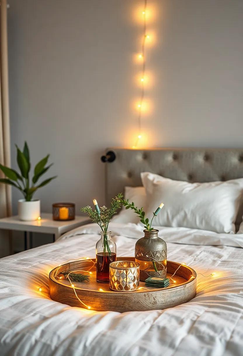 Level ⁢up your‌ nightstands ⁢by ‍circling a string of lights around decorative trays, making bedtime essentials ​sparkle