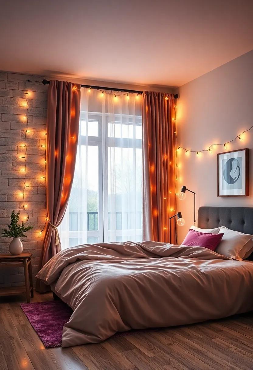 Wrap⁣ string lights around​ curtain rods to infuse your window⁢ treatments with a ​warm, ⁤magical glow when drawn