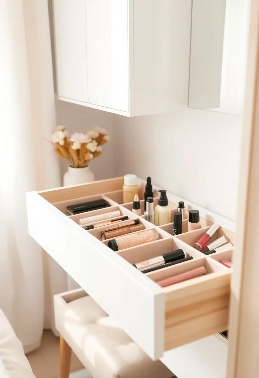 Drawer Dividers: Use adjustable⁣ drawer dividers to create compartments in your vanity drawers. This helps keep your ⁣makeup ⁤organized and prevents ​your things from becoming⁤ a chaotic jumble