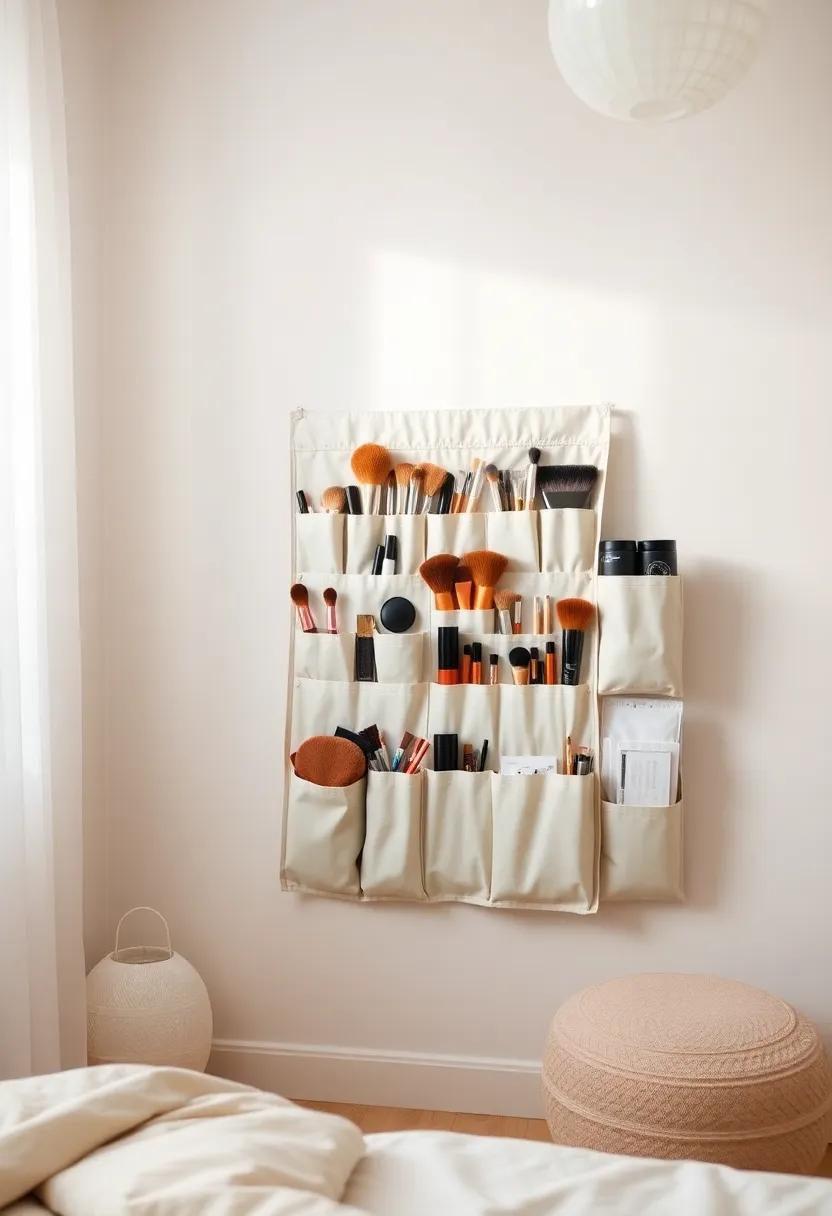 Hanging Shoe Organizers: Repurpose a hanging shoe organizer for makeup brushes, palettes, and tools. The‌ clear pockets‍ help you see what you have while keeping everything tidy and⁤ out of sight