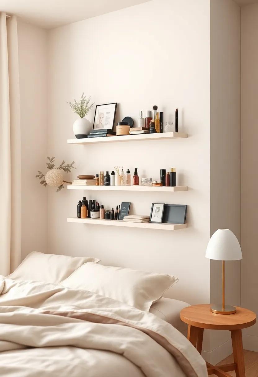 Wall-Mounted‌ Shelves: Install simple wall-mounted shelves ​to display your makeup⁤ in an‌ aesthetically pleasing way, while creating an attractive focal point in your ​bedroom
