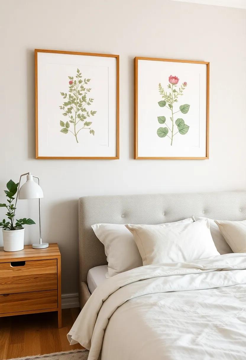 Vintage Botanical Prints: featuring framed botanical illustrations adds a touch of nostalgia to ​your ⁣bedroom⁢ while incorporating an organic theme, ideal for those who love‍ a⁢ vintage or⁤ rustic aesthetic