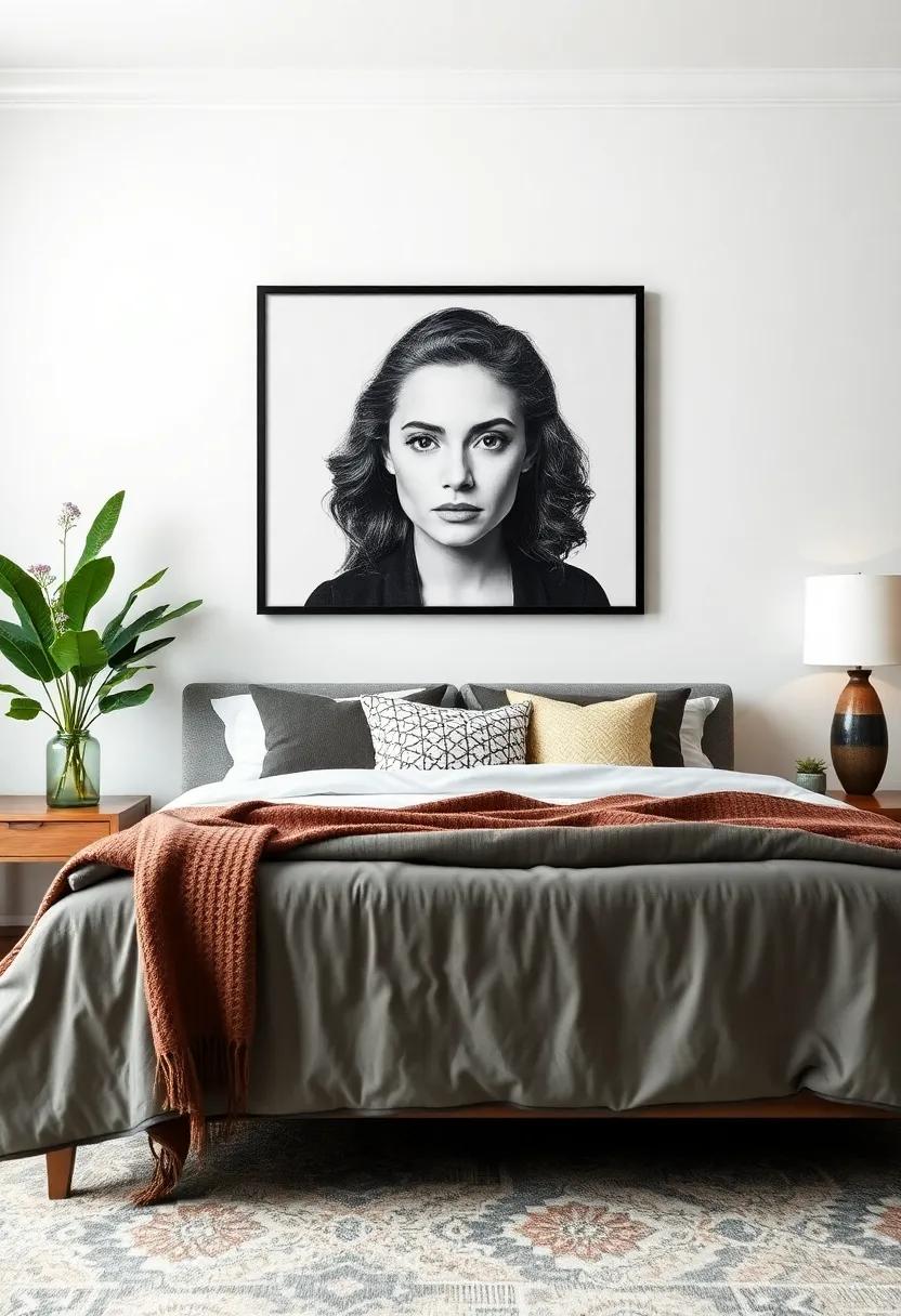 Large-Scale⁣ Portraits: ‌Make‍ a bold statement ‌with a large ‌framed portrait that serves as‍ an eye-catching ​centerpiece, creating⁣ a ⁢strong focal‌ point⁤ in‌ your space