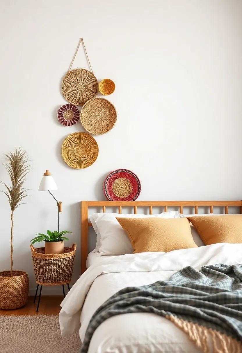 Colorful woven Baskets: ‍Stagger a ​collection⁣ of decorative‌ baskets on⁤ your wall for‌ a pop ‌of⁤ color and a‍ touch of bohemian⁣ charm