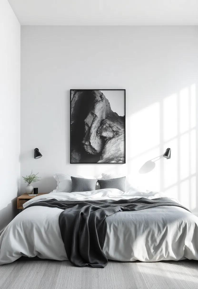 large-scale Photography: ‍Make a ‌dramatic statement with a large ⁣black-and-white photograph⁢ that adds depth and character to the‍ room