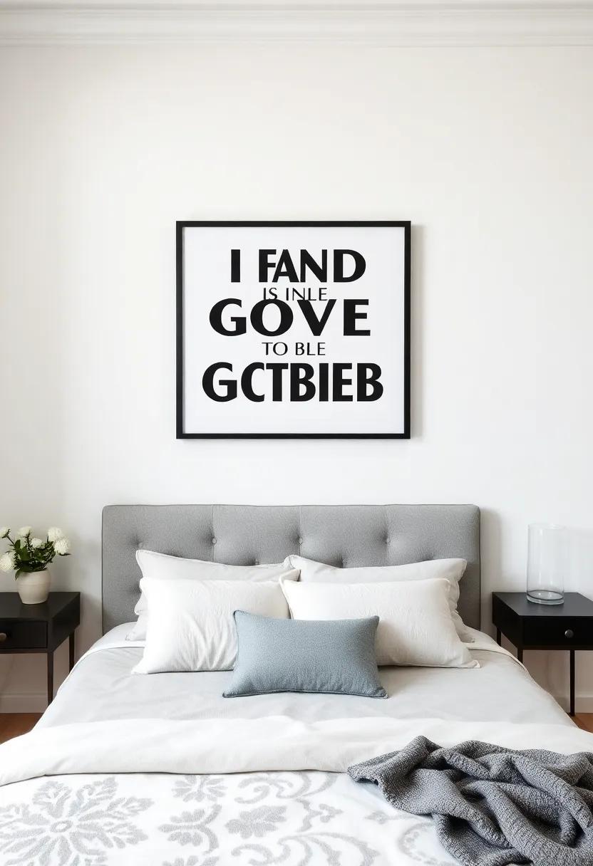 Typography Art:‍ Make a bold‍ statement with ​framed typography that showcases ⁤your​ favorite quotes or affirmations ‍in​ a stylish font