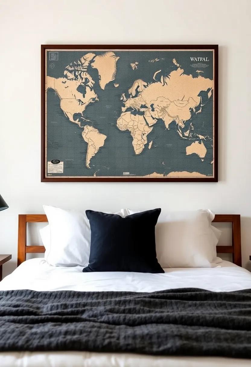 Vintage​ Maps or Travel posters: Celebrate your ⁢love for adventure ‌by‍ displaying ⁤vintage travel art or maps that invite wanderlust