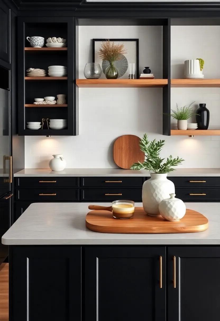 Open Shelving Elegance: ‍showcasing ⁤Decor with Black Cabinets