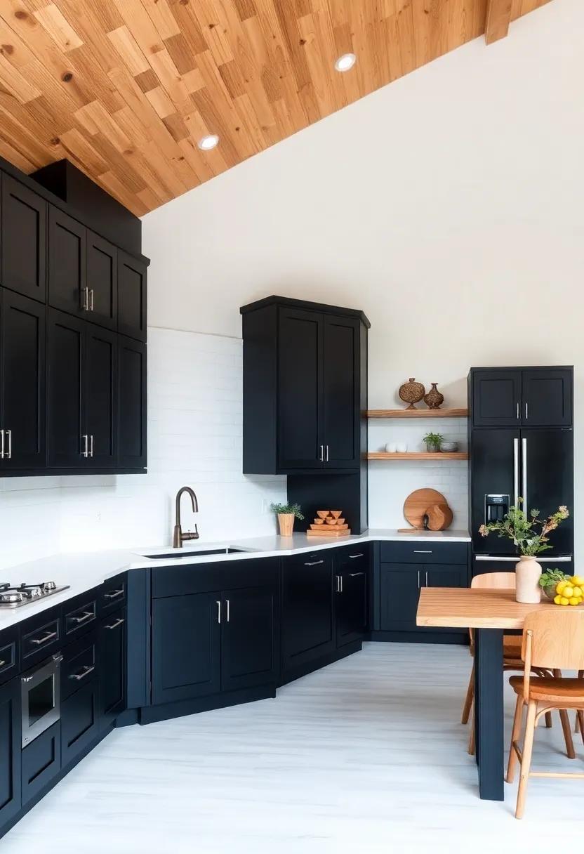 The Warmth of Wood: Balancing Black Cabinets with natural Elements