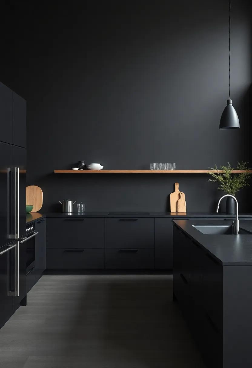 Balancing Elements: The Art of Incorporating Wood​ and Metal with Black Kitchens