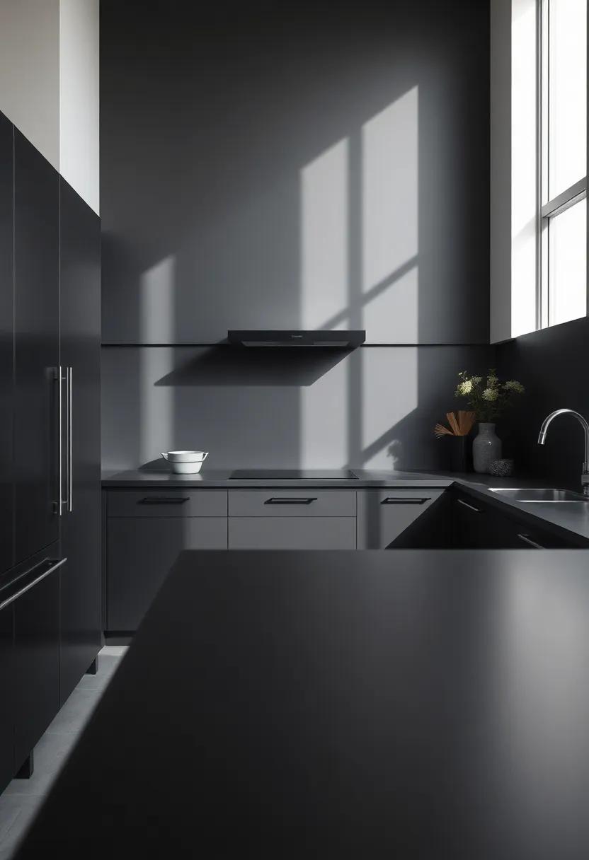 The Captivating Contrast‍ of Matte Black ​Surfaces and Natural⁢ Light in Kitchen Spaces