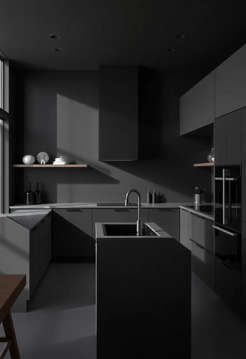 Exploring the Visual Harmony‌ of black Minimalist Kitchen‍ Designs for the Modern Home