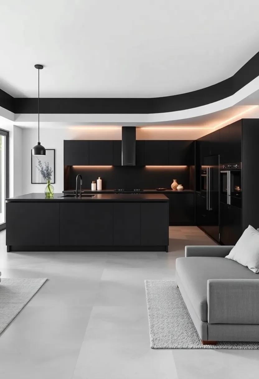 Seamless⁢ Integration: Blending⁤ Black Minimalist Kitchens with Open-Plan Living Spaces