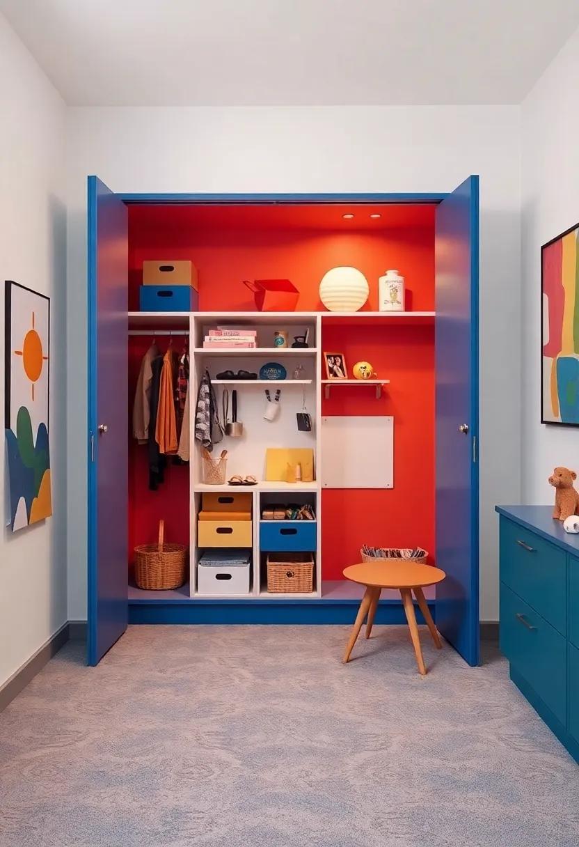 Ignite⁣ creativity in a vibrant art studio-inspired room featuring a built-in closet ⁤designed to resemble an artist’s palette,perfect⁣ for young creators