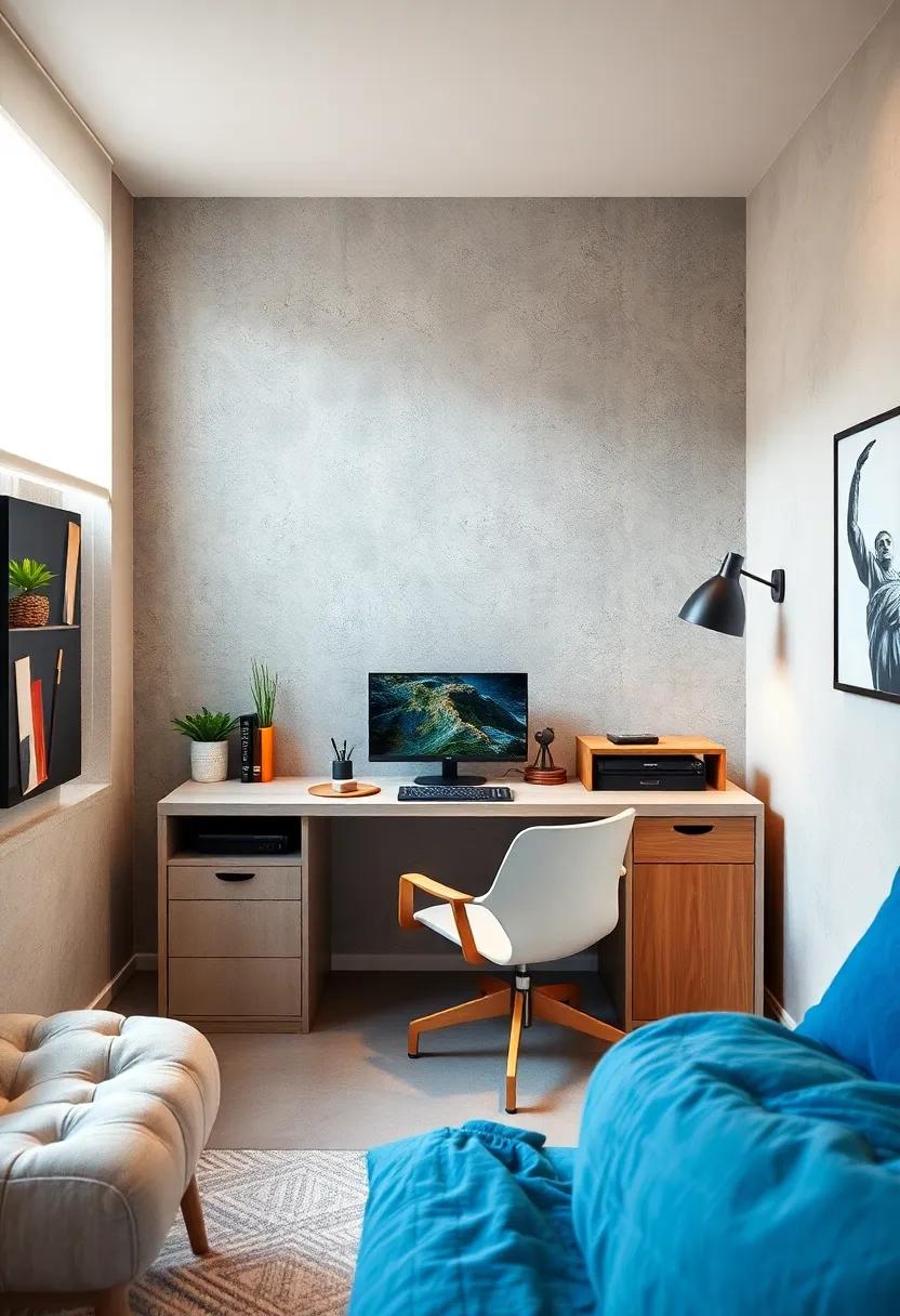 Tech-Savvy Setup: A modern desk with built-in cable management ensures a‌ clean, organized environment ​for avid gamers and tech enthusiasts alike