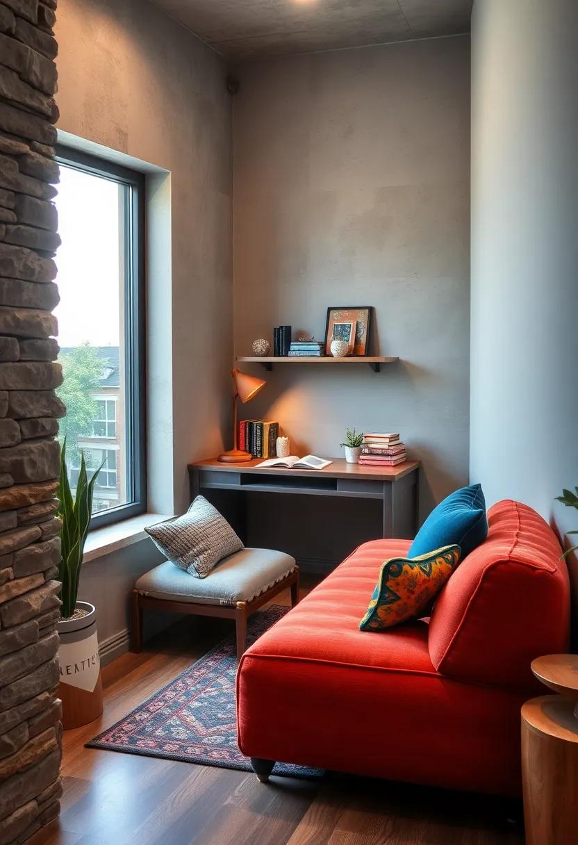 Cozy Corner: A desk placed near a ⁢window with comfy seating makes studying​ less daunting, combining comfort with productivity