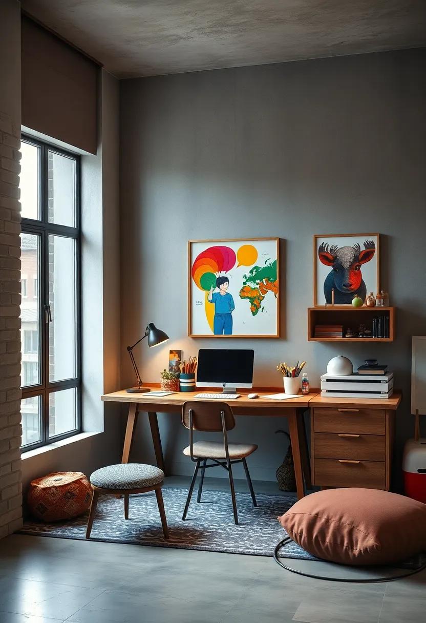 Artistic Oasis:⁤ A desk ‍adorned with art supplies and bold artwork allows creativity‍ to ‍flow and⁢ encourages self-expression in all forms
