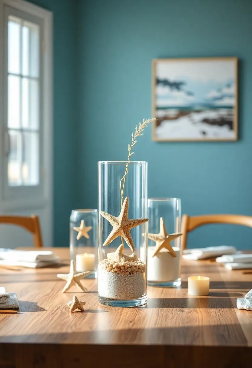 ocean-Inspired Centerpieces: Craft stunning centerpieces⁣ with elements like starfish⁣ and sand in glass vases, evoking the essence of a day at the beach