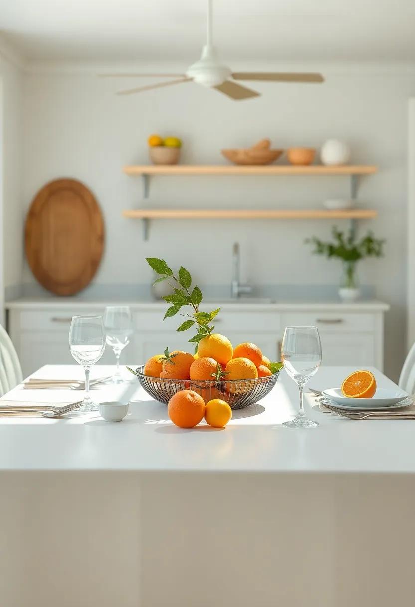 Sunlit Citrus: Brighten your table with‍ fresh citrus fruits as a colorful centerpiece, offering a zestful energy that reflects the vibrant beach lifestyle