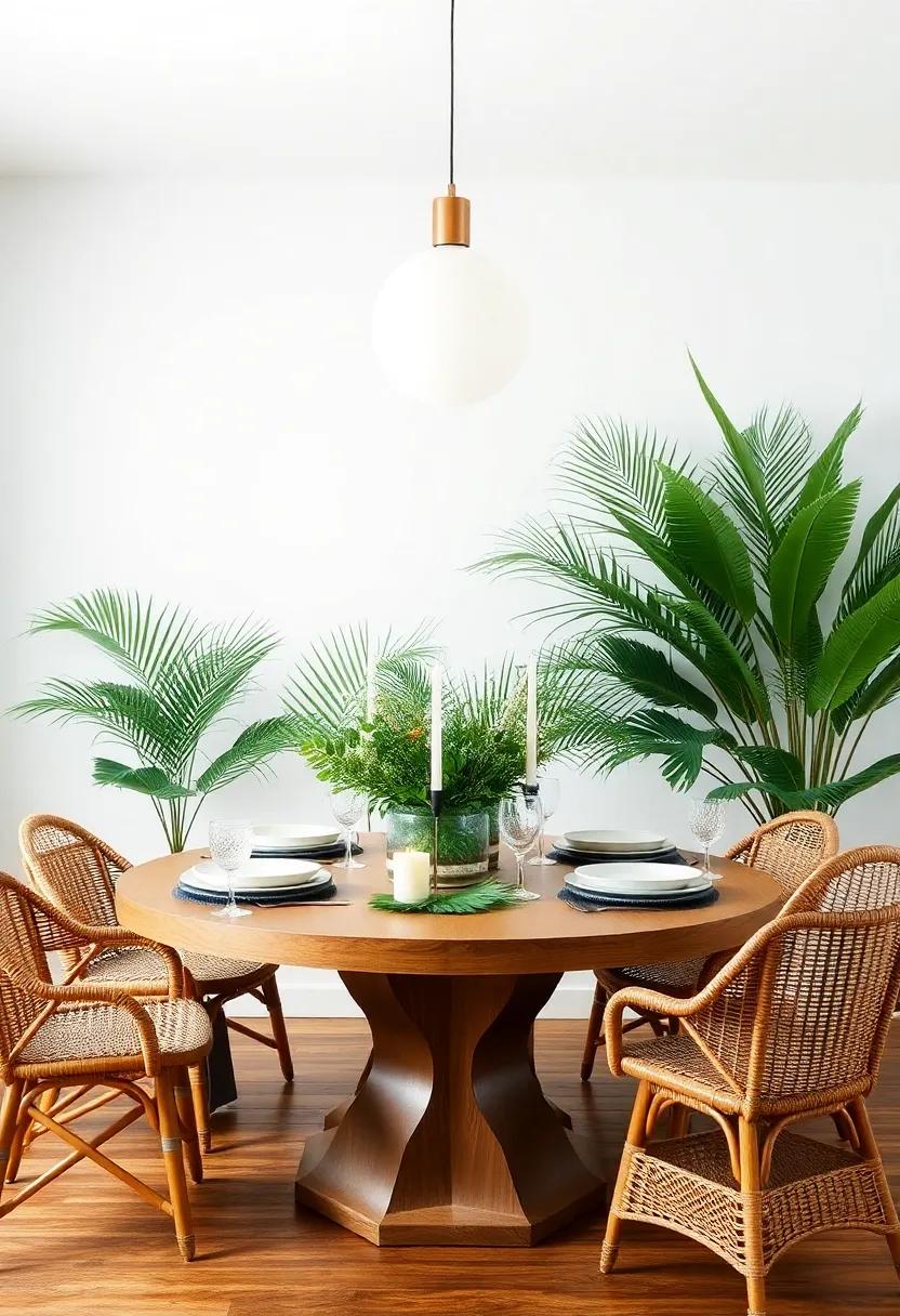 tropical Greenery:‍ Incorporate palm leaves​ and other tropical plants as bold centerpieces,inviting a ‍lush,exotic feel to your ​coastal dining table