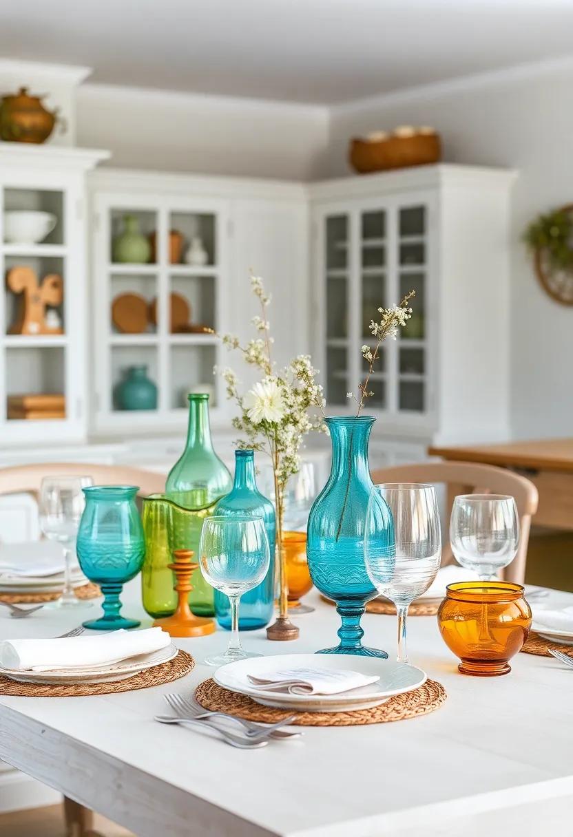 Vintage Glassware: Incorporate eclectic ‌vintage glassware⁢ in aquamarine and amber hues, adding character and​ charm to each place⁣ setting