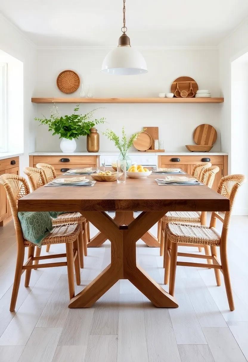 Warm Wood ‍Touches: Use natural wood ⁢tables ​and serving boards for a rustic⁣ feel, enhancing warmth‍ and texture in your coastal⁤ dining setting
