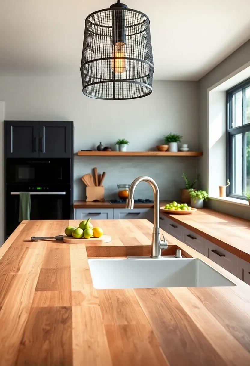 Add a farmhouse sink: Incorporate a deep, apron-front farmhouse sink to complement your butcher ⁤block and provide ample space for⁢ washing fresh produce