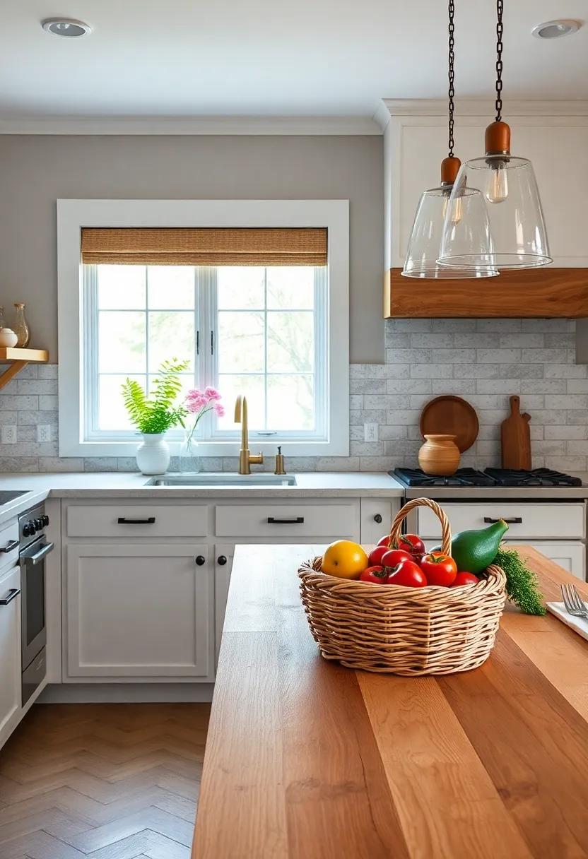 Fill with baskets: Add​ woven baskets ‍filled with seasonal fruits⁤ and vegetables on your butcher block for a rustic touch and easy ‌access to⁣ healthy snacks