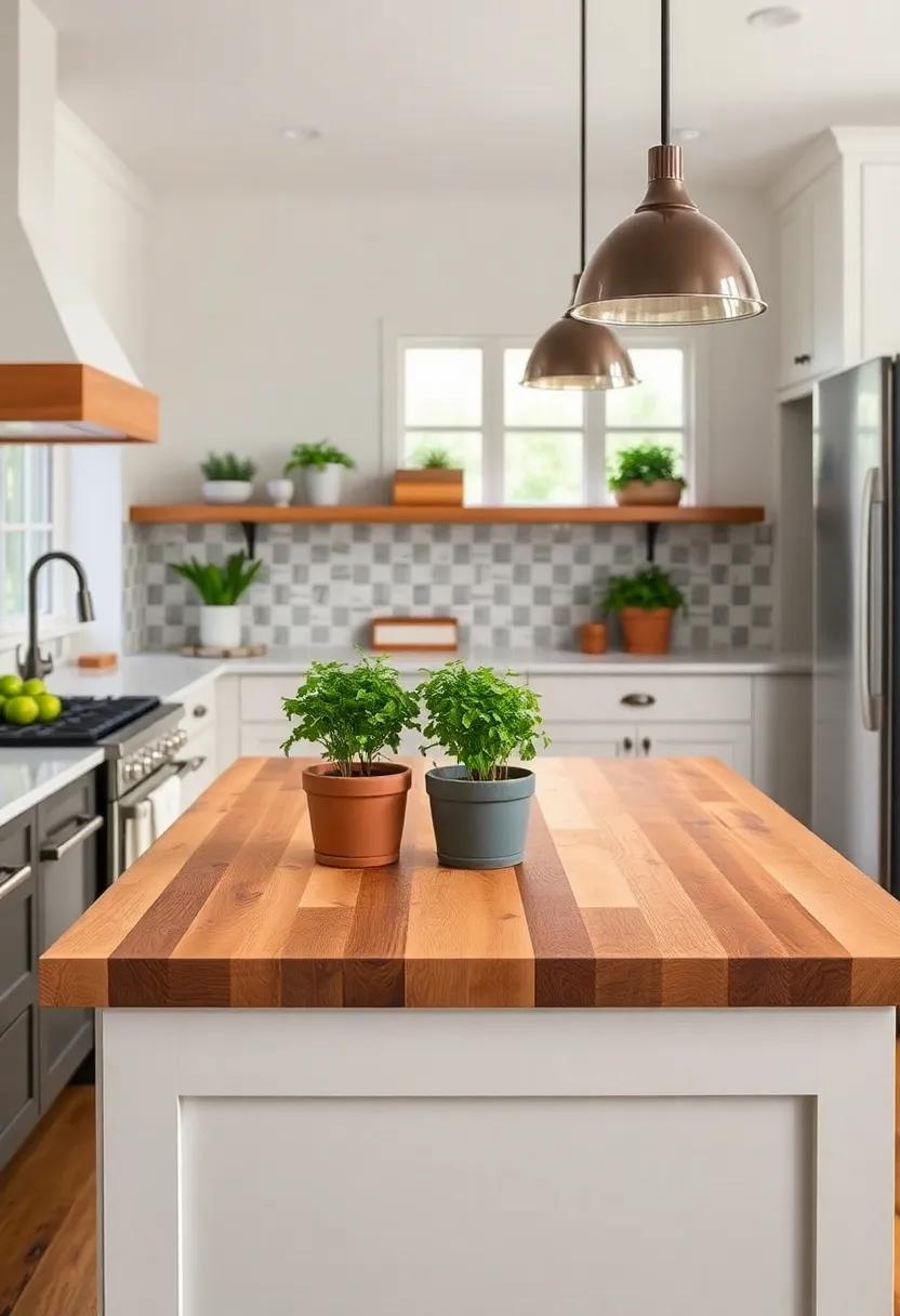 Arrange ⁤fresh⁣ herbs: Plant a small herb⁤ garden in pots atop your butcher ⁣block to add freshness and a pop of color to your workspace