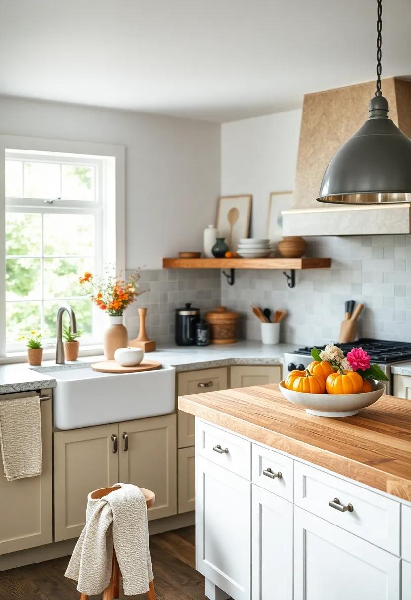 Showcase seasonal decor:‍ Change up decor on your butcher ‌block with the seasons, using pumpkins in the fall and fresh ⁢flowers in the ⁣spring