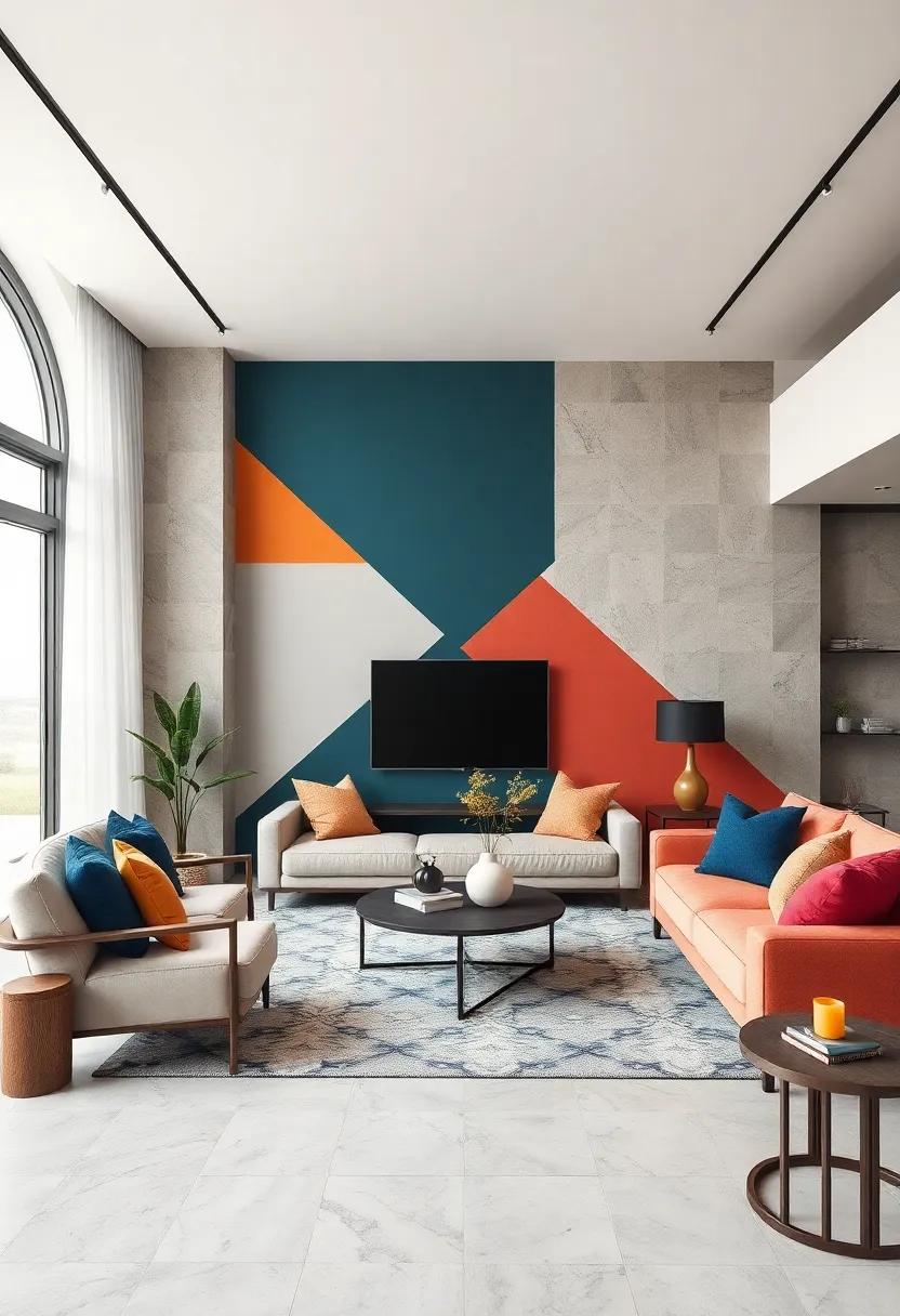 color-blocked⁢ geometric designs: Use color blocking to create ⁤distinct zones⁤ within‍ your living room,enhancing ​both ⁢style and functionality