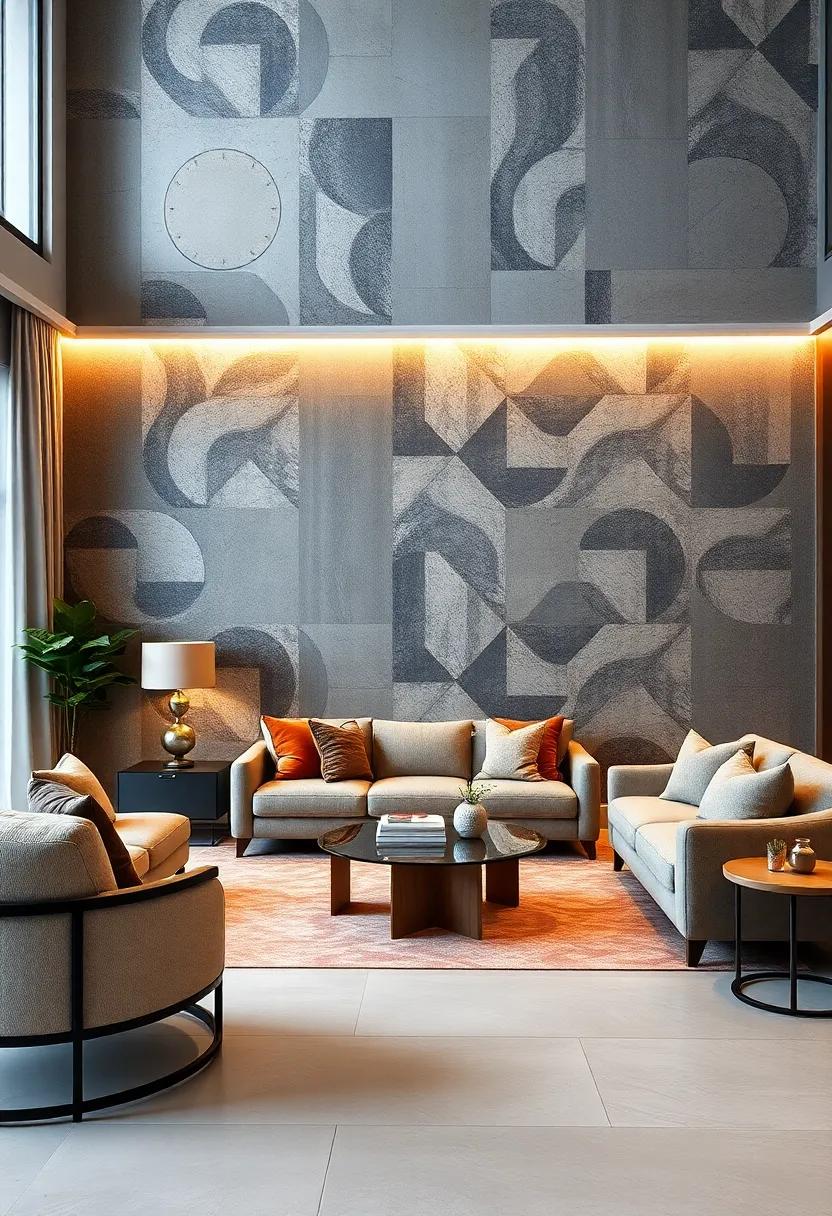 Interlocking shapes: Choose wallpapers that feature interconnecting⁢ geometric patterns ⁣for ‌a fluid and cohesive look throughout your living room