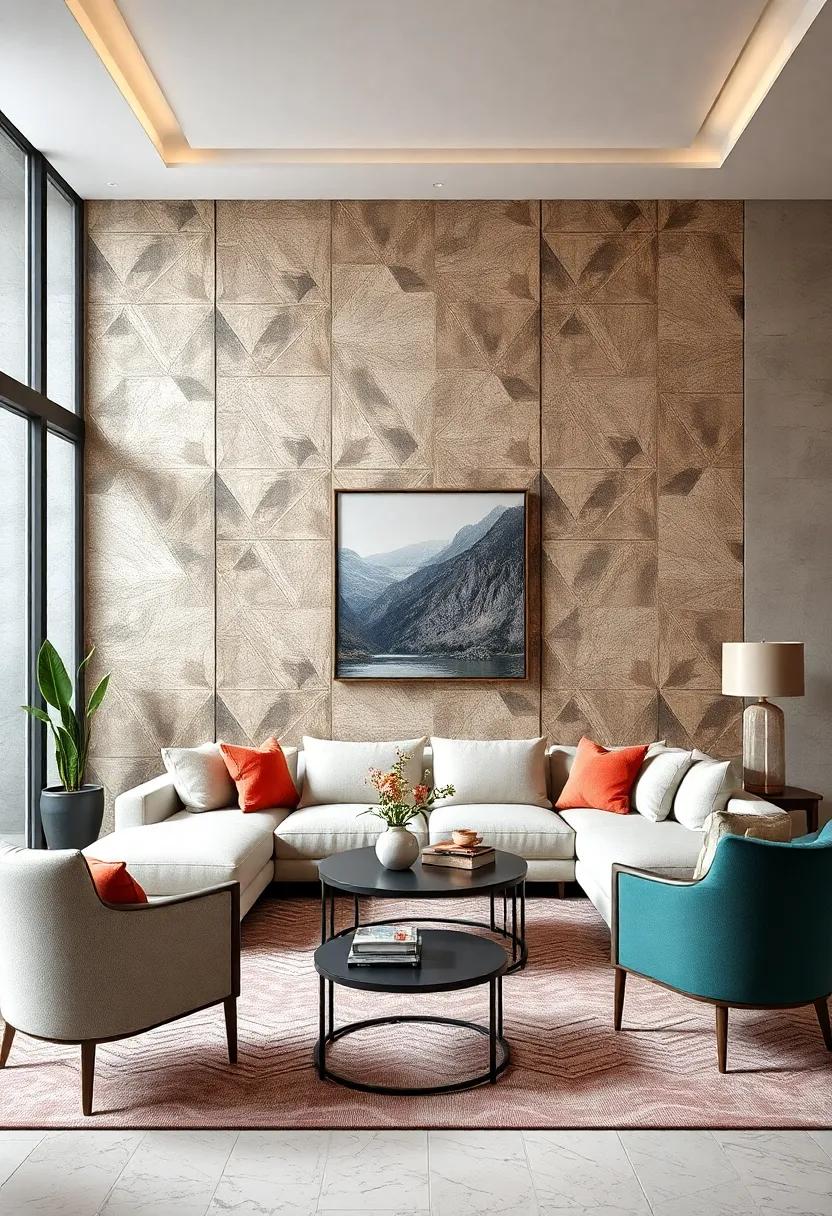 Metallic accents: Opt for wallpapers ⁢with metallic geometric patterns to​ bring a touch of glamour and shine​ to your‌ living ​room