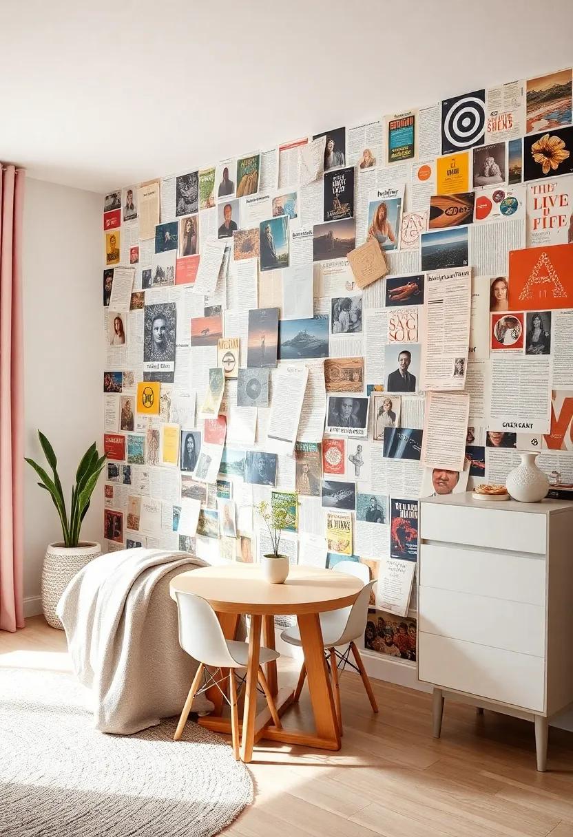 Newspaper ​Collage Wall:‌ Create a‍ feature wall using old magazine ⁢cutouts and newspaper clippings that will ​spark creativity and bring art ⁣to everyday‍ life