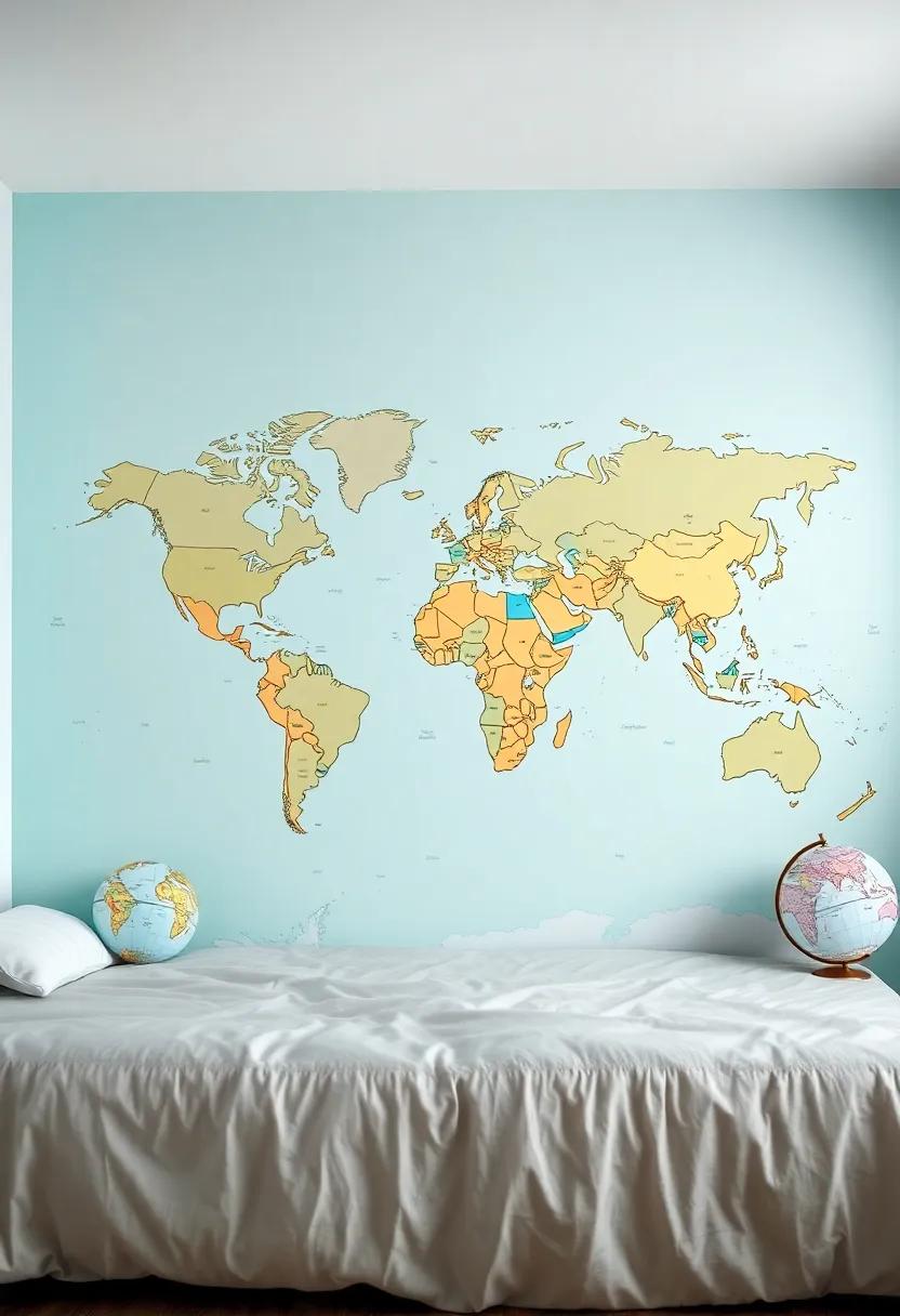 Travel the World Wall Map: Inspire wanderlust with a large world map mural, globes, and travel-themed decor celebrating⁢ different cultures