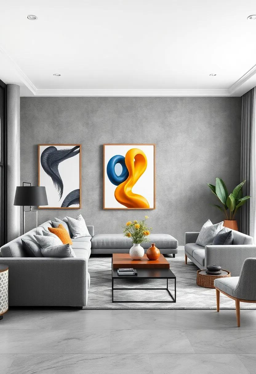 Sculptural Elegance: Integrating 3D Art Pieces into a⁢ Gray Living Room Design